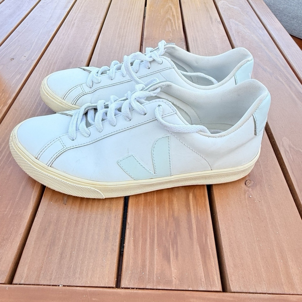 Veja Shoes Womens 7 Esplar Sneakers Classic Casual White Leather Brazil Fashion